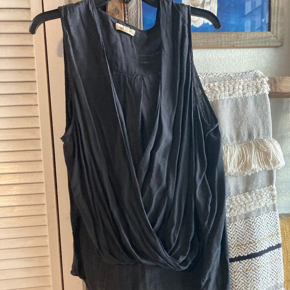Sleeveless Sheer Drape Blouse